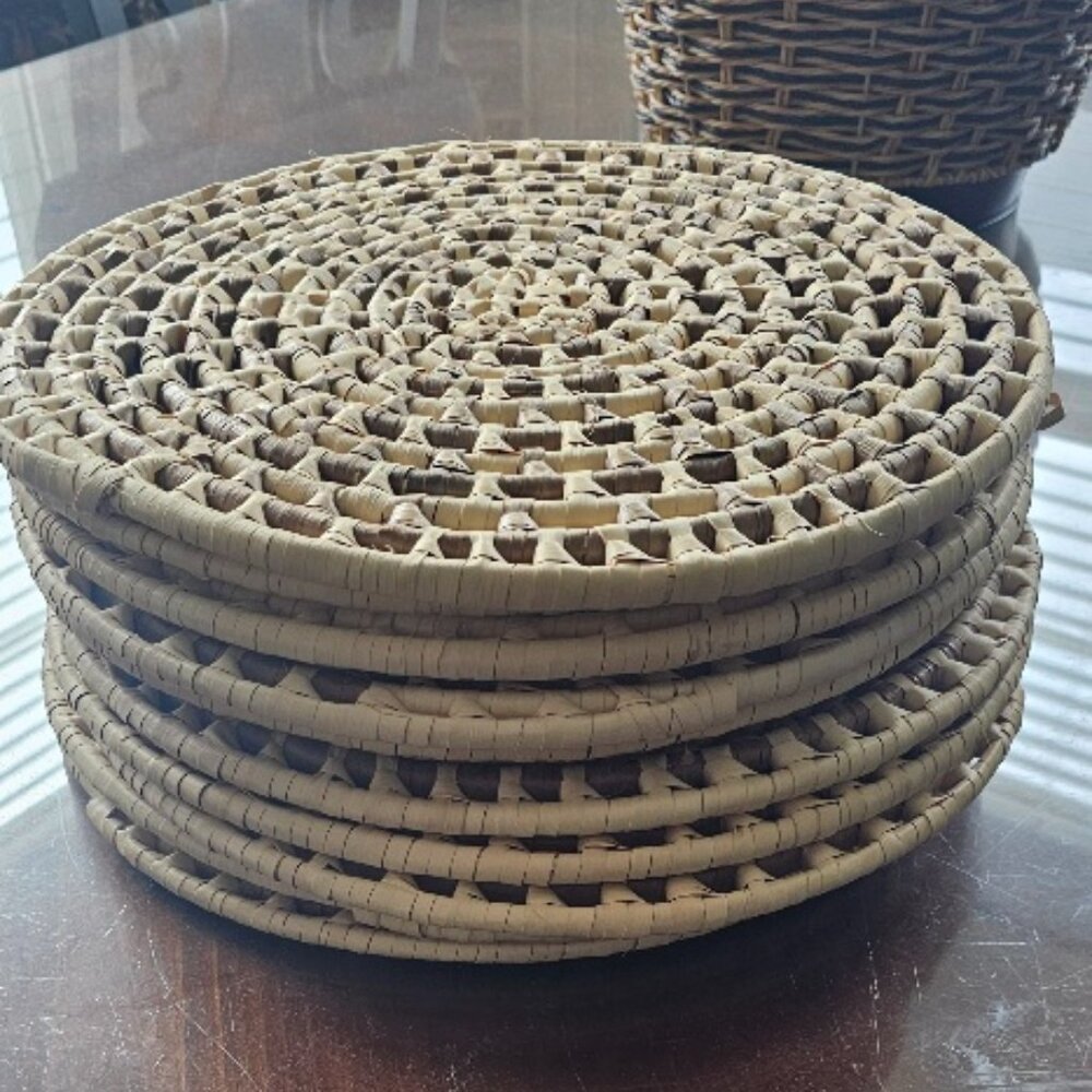 Woven Natural Rattan Placemats - Set of 6